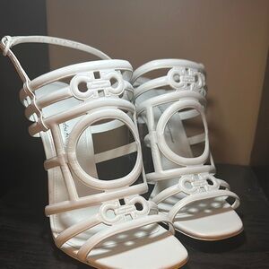 Salvatore Ferragamo White Strappy High Heels